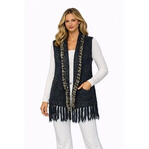 Oversized Cozy Sweater Sz Sm Fuzzy Warm Fluffy Fringe Knit Faux Fur Anthropology